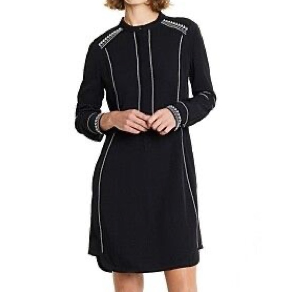 COUNTRY ROAD Embroidered Black Long Sleeve Shirt Dress - Picture 4 of 16